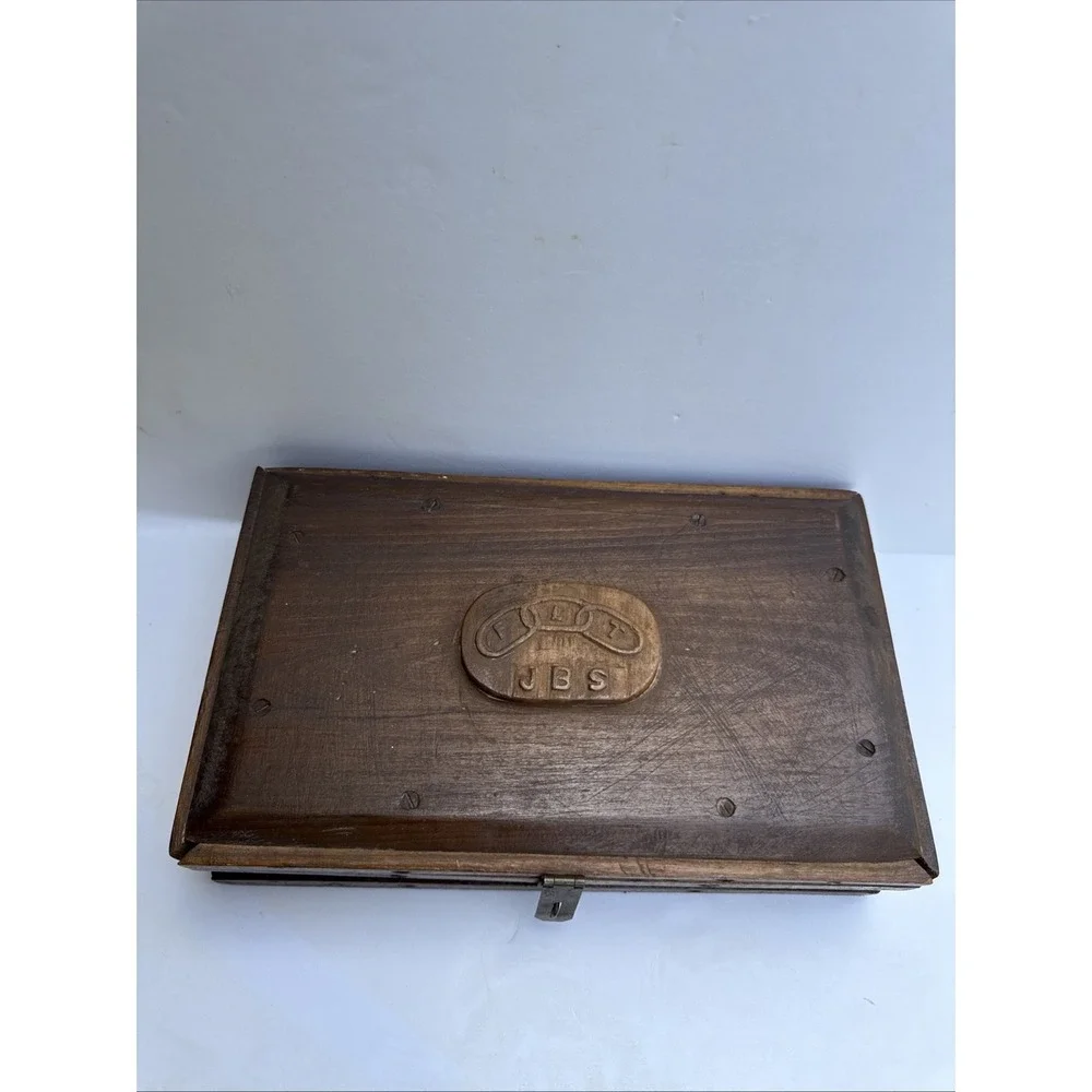 Handmade Wood Folding Sewing Box (Friendship, Love, Truth) Carving Brass